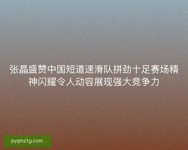 张晶盛赞中国短道速滑队拼劲十足赛场精神闪耀令人动容展现强大竞争力
